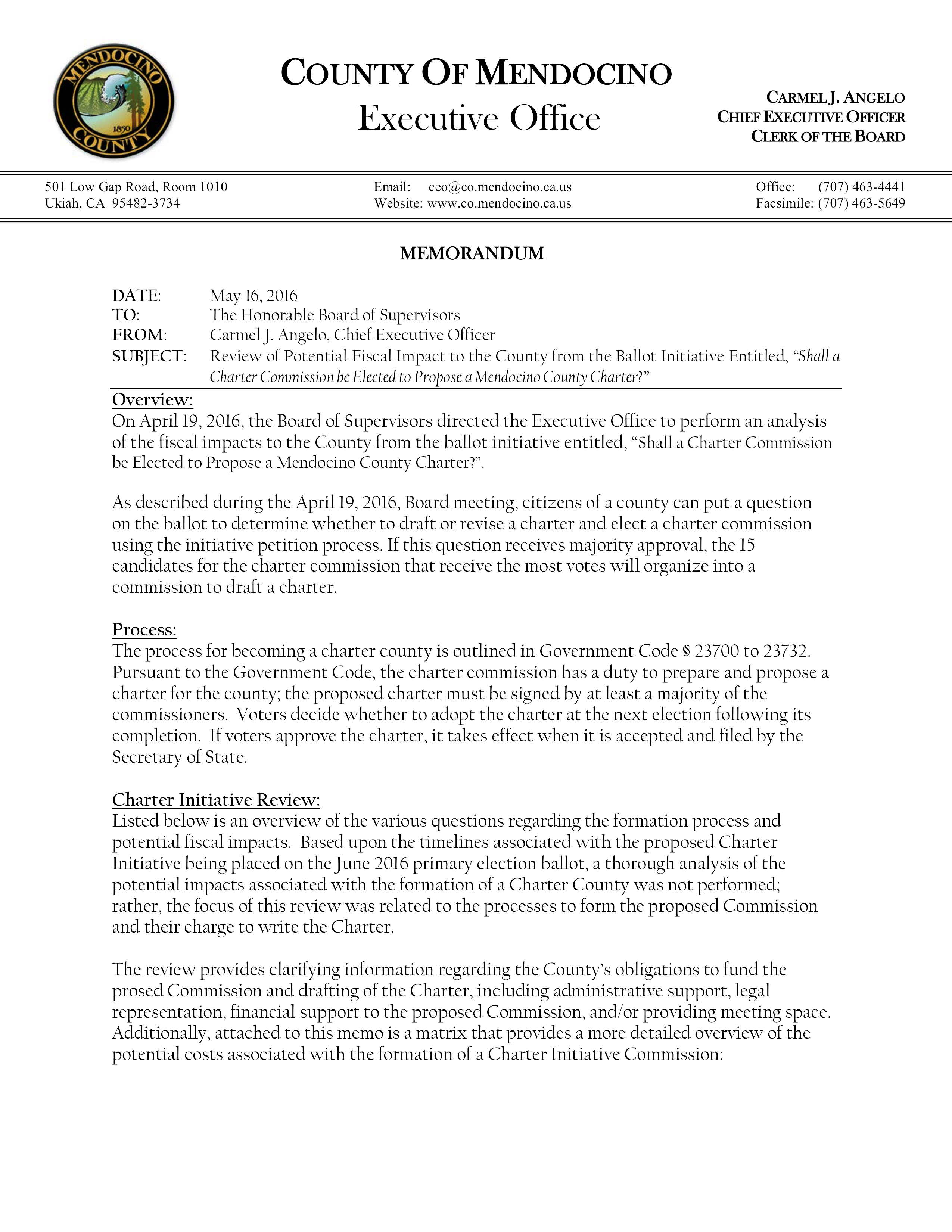 16-05-16 Potential Fiscal Impact of Measure W - P.1